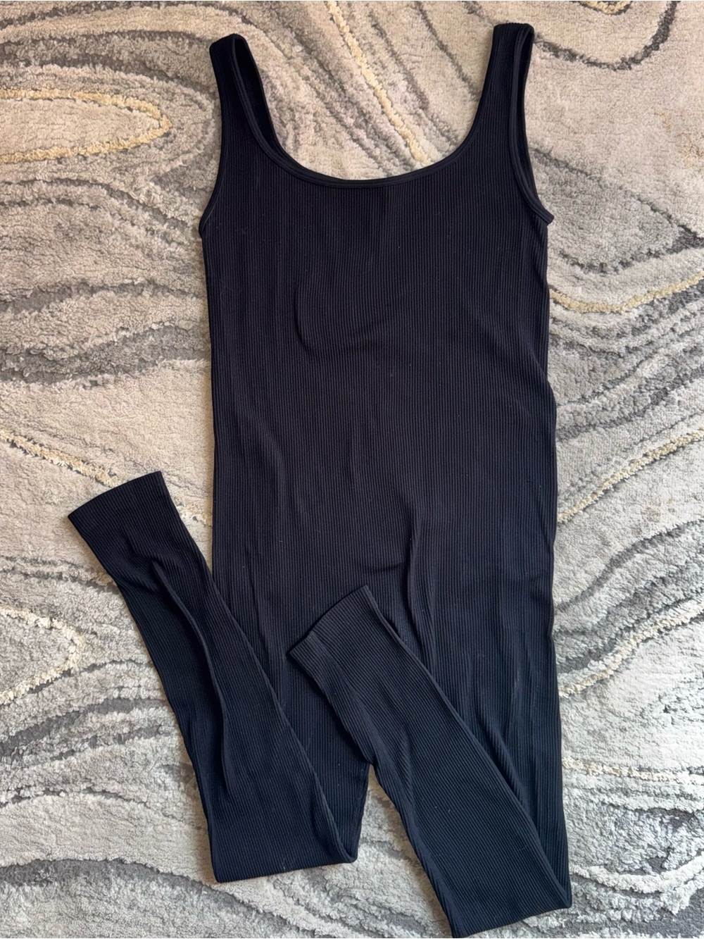 Black Ribbed Sleeveless Jumpsuit size XL
